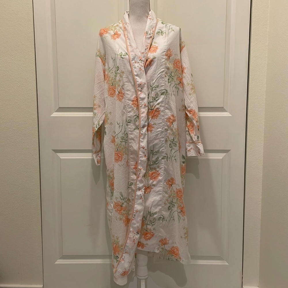 Victoria’s Secret Vintage Robe in Orange Floral Print, 100% Cotton
